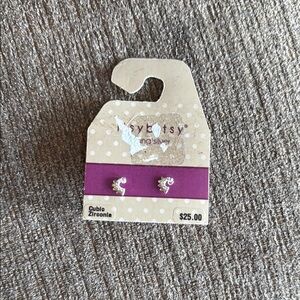 It’s Bitsy Sterling Silver With cubic zirconia rhinestone tiny Earrings, NWT